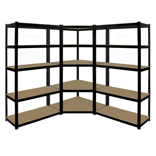 - EAZILIFE 5 Tier Boltless Shelving Storage Kit | Consists of 1 x 5 Tier Corner Shelving Rack 2 x 900mm Straight 5 Tier Shelf Units -