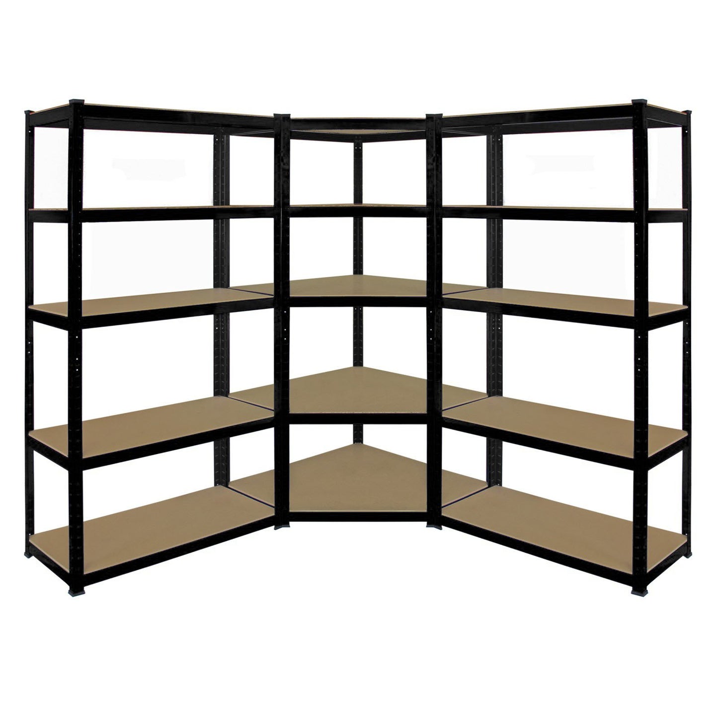 - EAZILIFE 5 Tier Boltless Shelving Storage Kit | Consists of 1 x 5 Tier Corner Shelving Rack 2 x 900mm Straight 5 Tier Shelf Units -