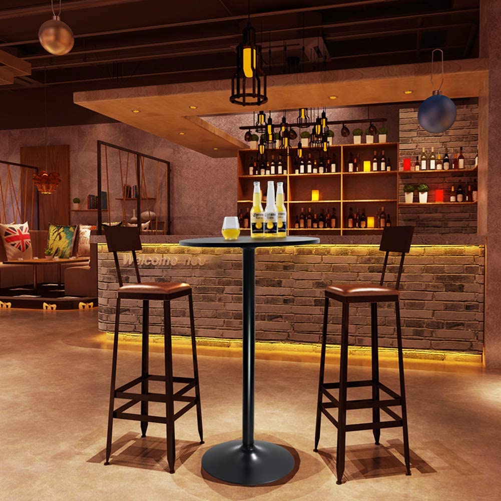 - KKTONER Round Bar Table | 60CM Top for Cocktail Bar | Pub Dining Bistro (106CM H) -