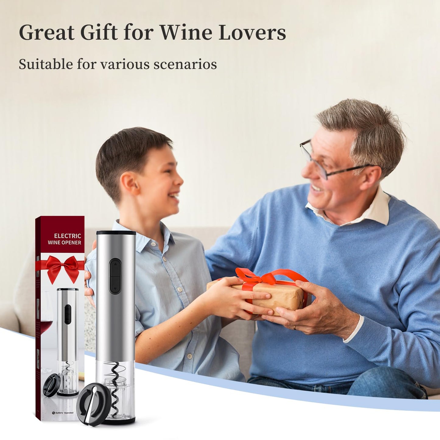 - ELMWAY Electric Wine Opener Electric Wine Bottle Corkscrew Opener | Foil Cutter Set -