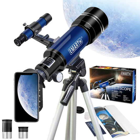 - EMARTH Telescope | 70mm Astronomical Refractor Telescope with Adjustable Tripod | Finder Scope -