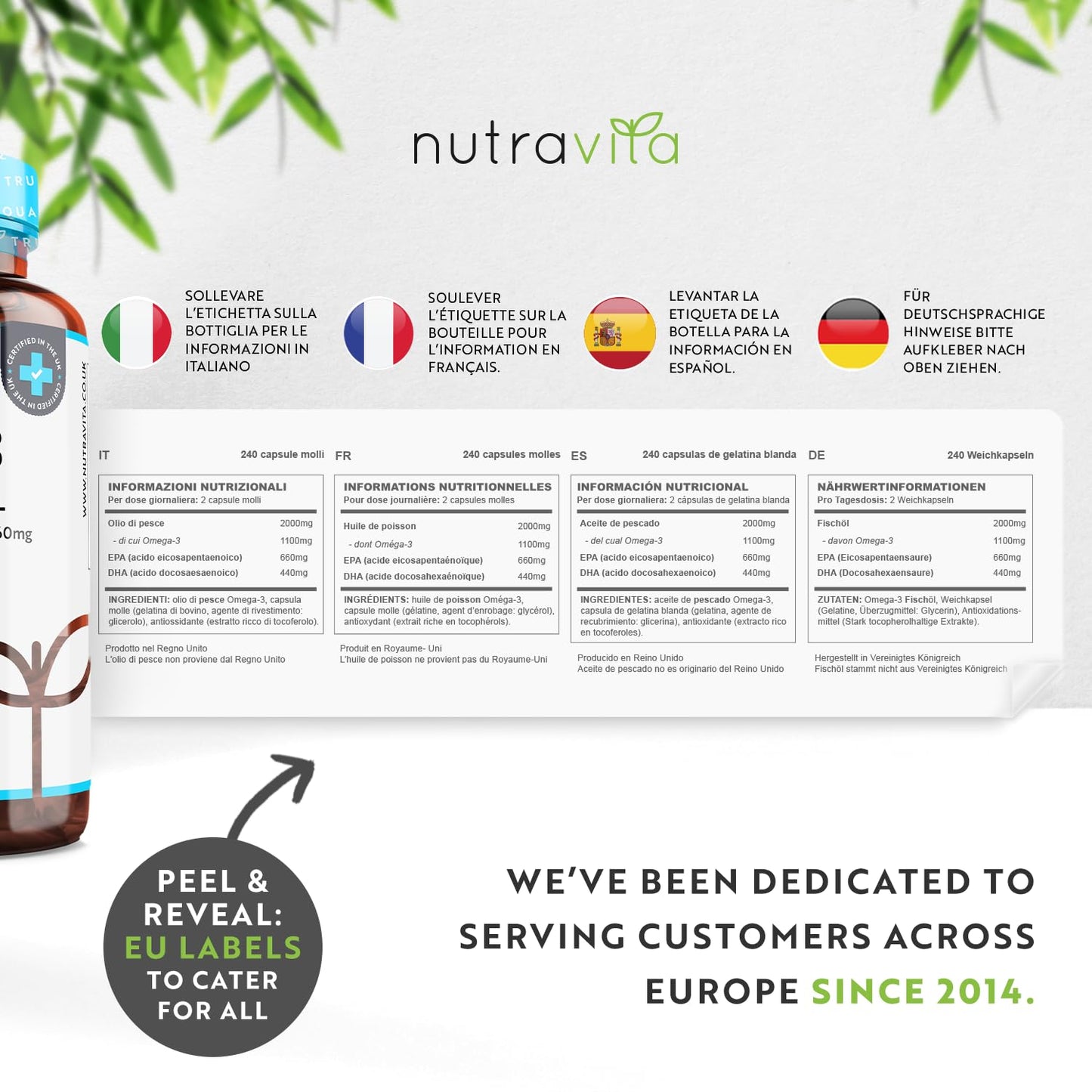 - Omega 3 - 240 Softgel Capsules of Sustainably Sourced Pure Omega 3 Fish Oil -