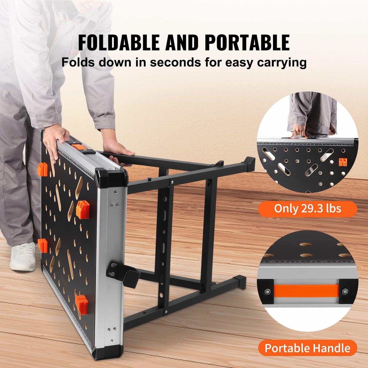 - VEVOR Folding Work Table, 2-in-1 as Sawhorse & Workbench, 1000 lbs Load Capacity -