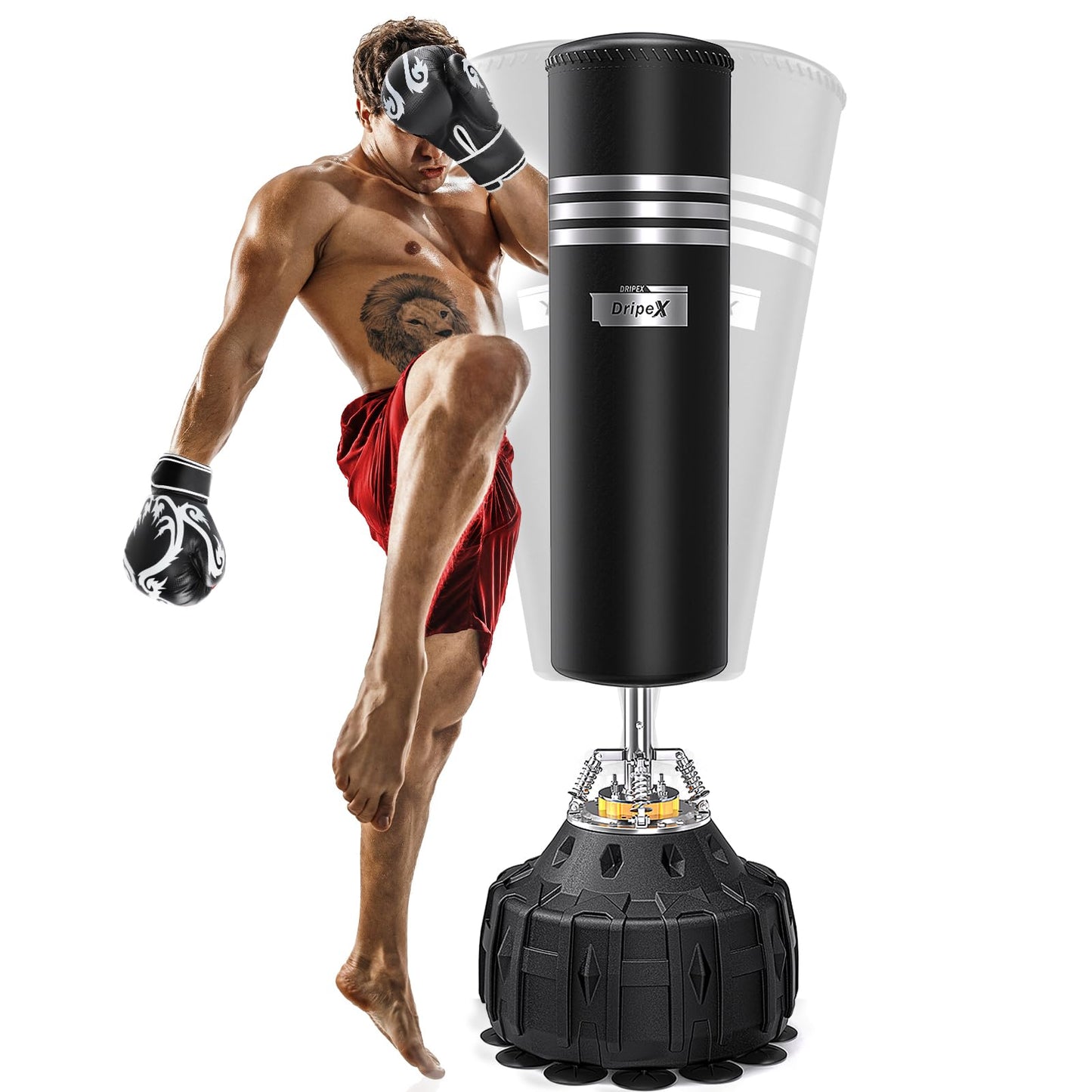 - Dripex 70 Inch Upgrade Free Standing Punch Bag | Boxing Bag with ABS Base | 19 Suction Cups -