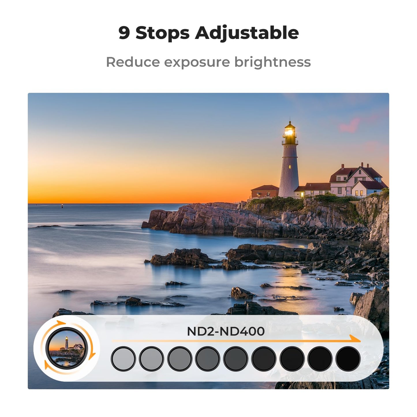 - K&F Concept 52mm Variable ND2-400 Filter | Lens Cap | Cleaning Cloth | Slim ND for Camera Lens -