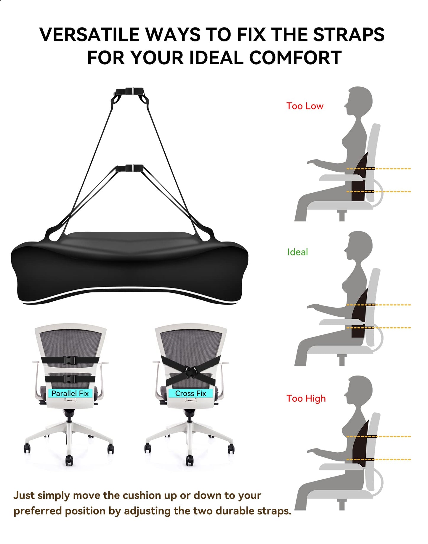 - Travel Ease Ergonomic Lumbar Support Cushion | Memory Foam Back Support Cushion -