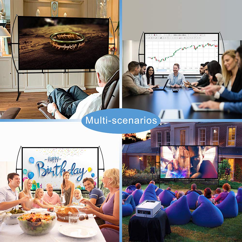 - Projector Screen with Stand Foldable Portable Movie Screen 100 Inch(16:9) | HD 4K Double Sided Projection Screen -