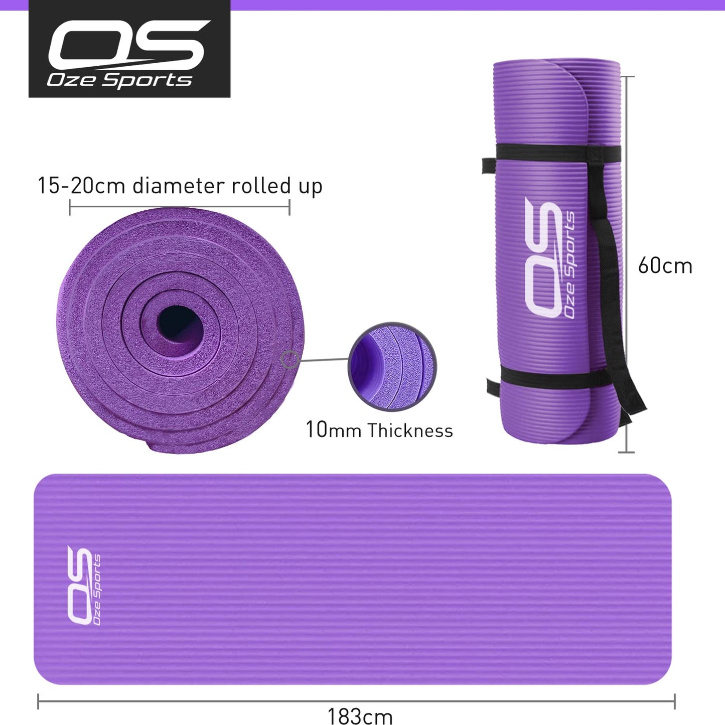 - OZE SPORTS Yoga Mat | Fitness Foam Mat | Extra Thick Non-Slip -