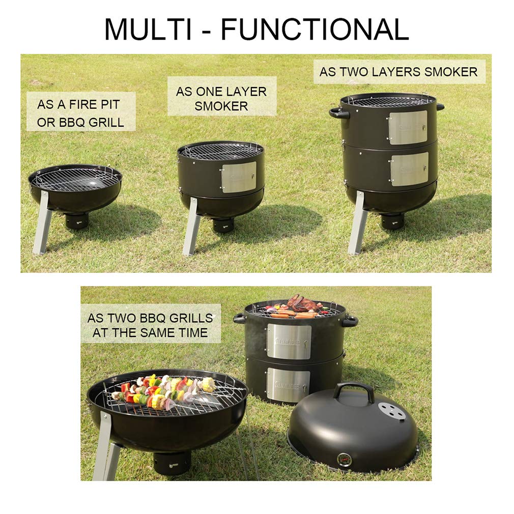 - SUNLIFER | BBQ Charcoal Smoker Grill | 3-in-1 Heavy Duty Barbecue Grill -