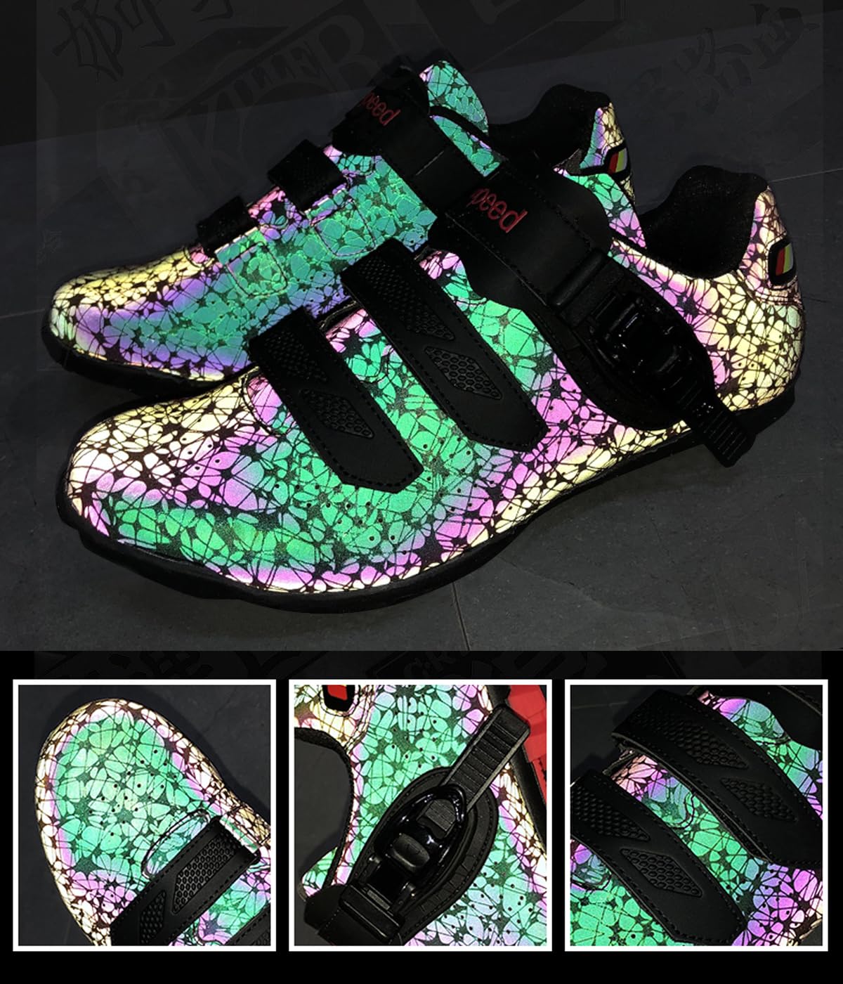 Cycling Shoes for Men Women Luminous Road Cycling Riding Shoes Peloton Shoes Breathable Cleat Compatible SPD Look Delta Indoor Cycling Shoes 3-LBlack41