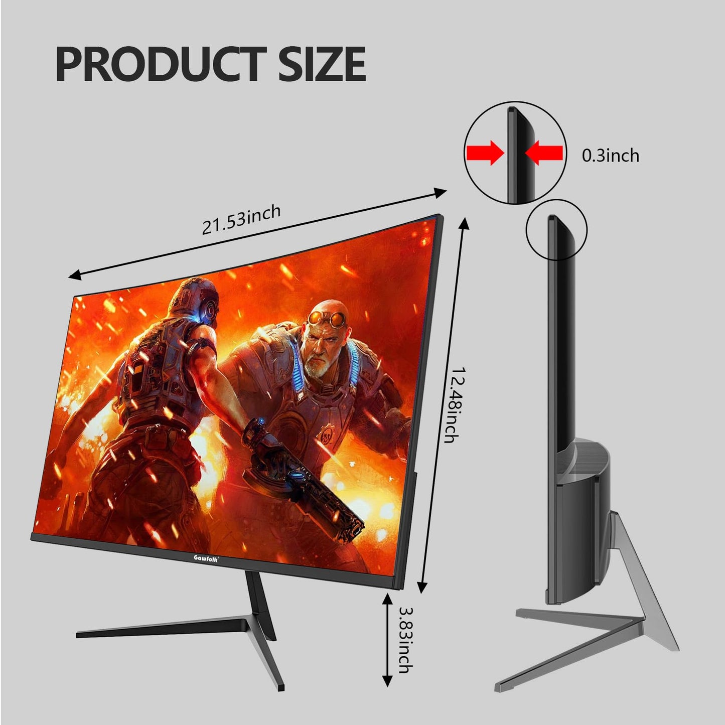 - Gawfolk 24 Inch Curved PC Gaming Monitors 180hz | FHD 1080p 1ms without Bezel | freesync | 100% sRGB | 178 ° Angle View HDMI DisplayPort -