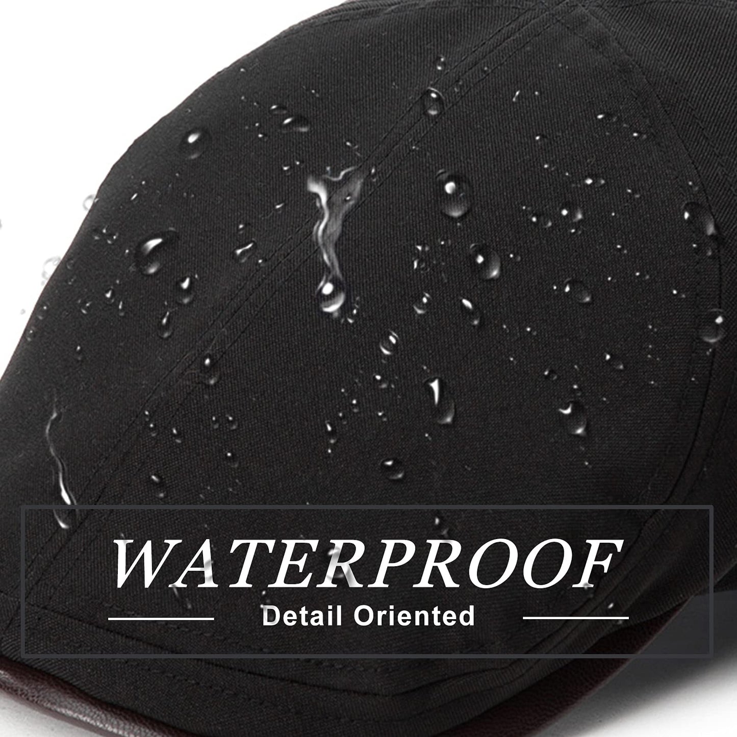 Comhats Mens Showerproof Waterproof Flat Duckbill Cap Gatsby Ivy Irish Newsboy Cabbie Golf Shooting Driving Hat Adjustable (M/L, Black)