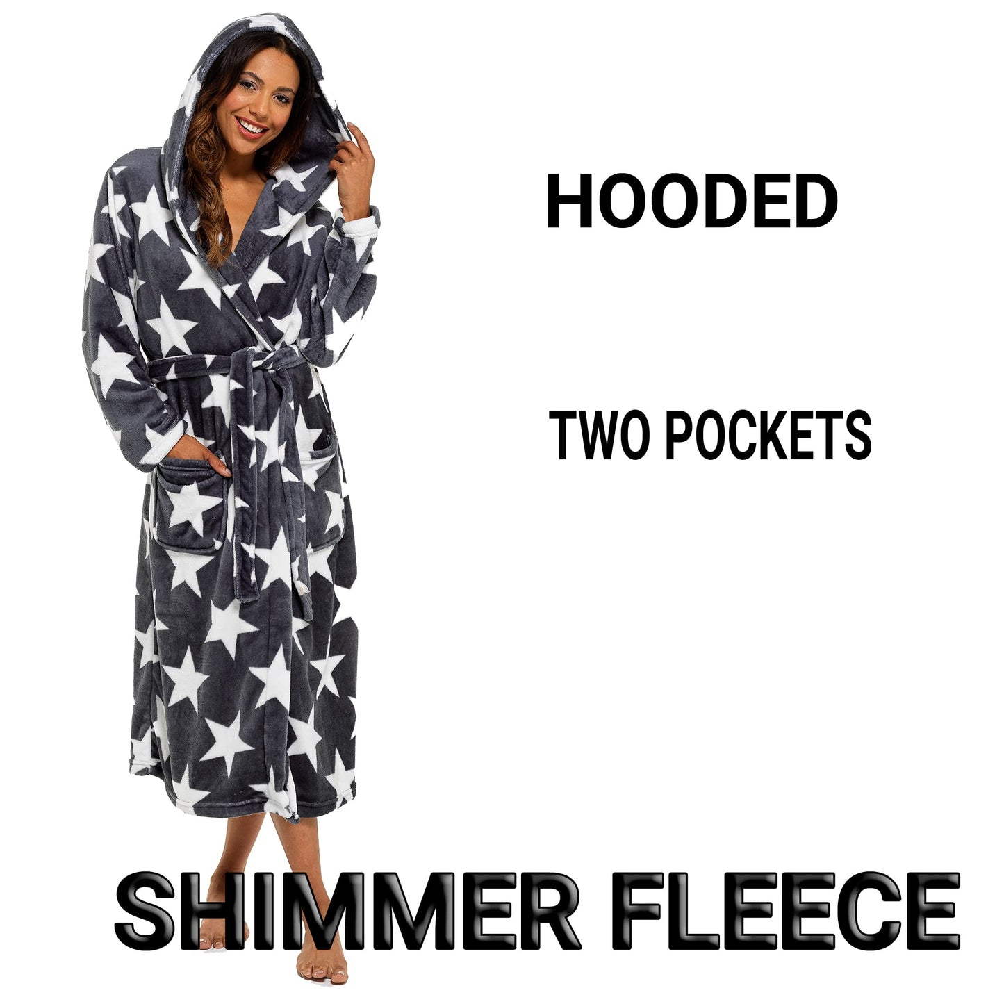 - INSIGNIA Ladies Dressing Gown | Fluffy Super Soft Hoodie -