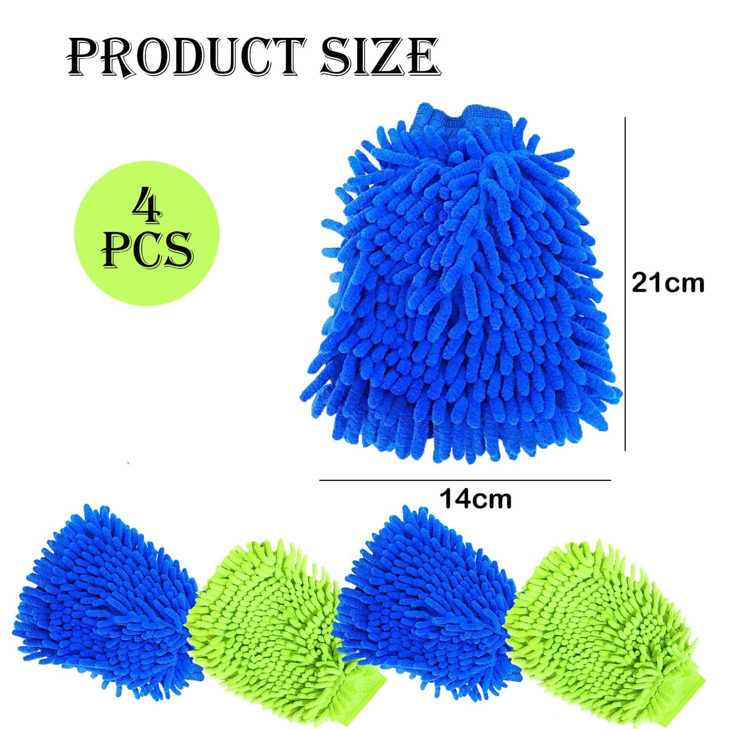 BNFGD 4Pcs Car Wash Mitt,Car Mitt for Washing,Double Sided Microfiber Car Wash Mitts Car Wash Glove Reusable Cleaning Gloves Super Absorbent Microfibre Gloves Microfibre Cloth(Blue,Green).