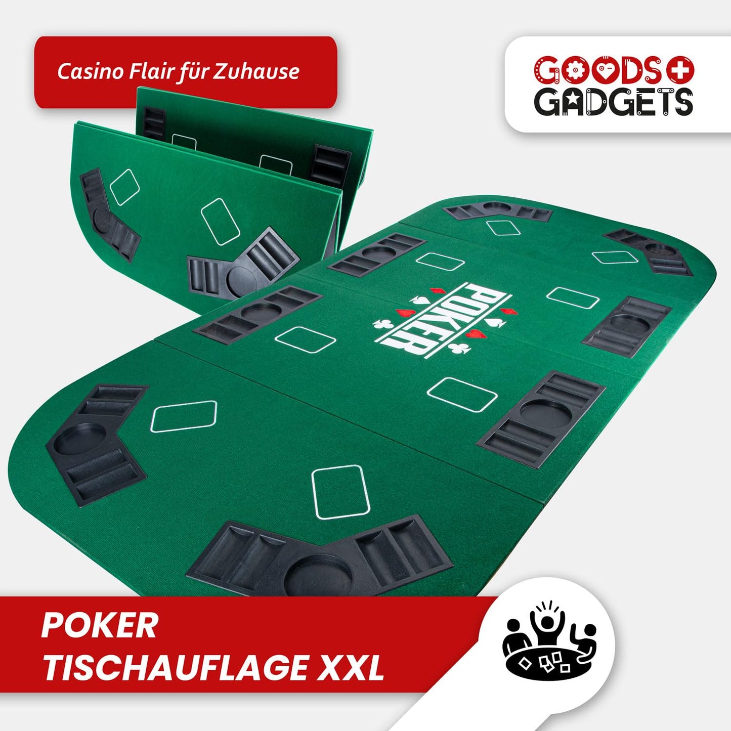 - GOODS+GADGETS XXL Poker Table Rest | 160 x 80 cm Foldable Poker Mat -