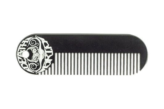 Beard Comb Or Fine Tooth Moustache Pocket Stainless Steel Metal Powder Coated Black Keychain Mustache Comb For Men - 3.25 x 1 Inches by Death Grip