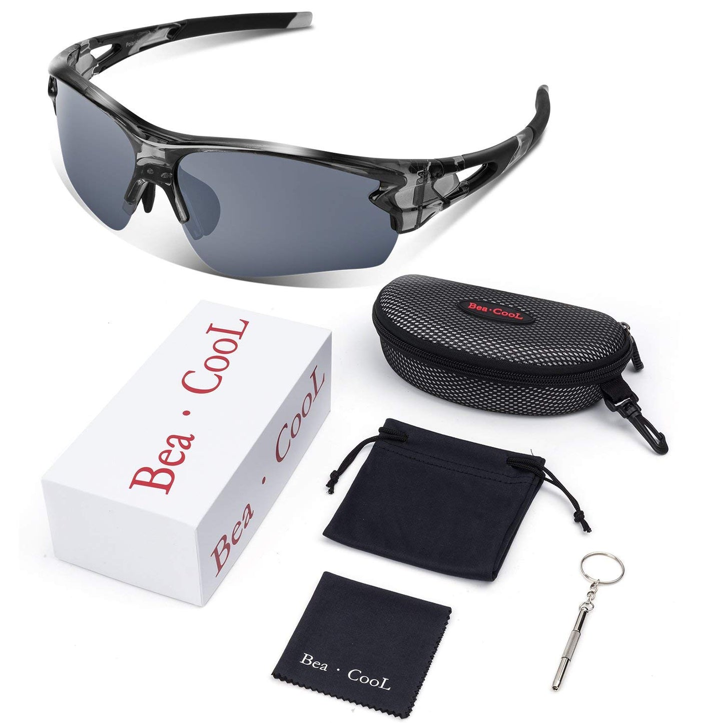 BEACOOL Polarized Sports Sunglasses for Men Women Youth Baseball Cycling Fishing Running TAC Glasses (Grey)