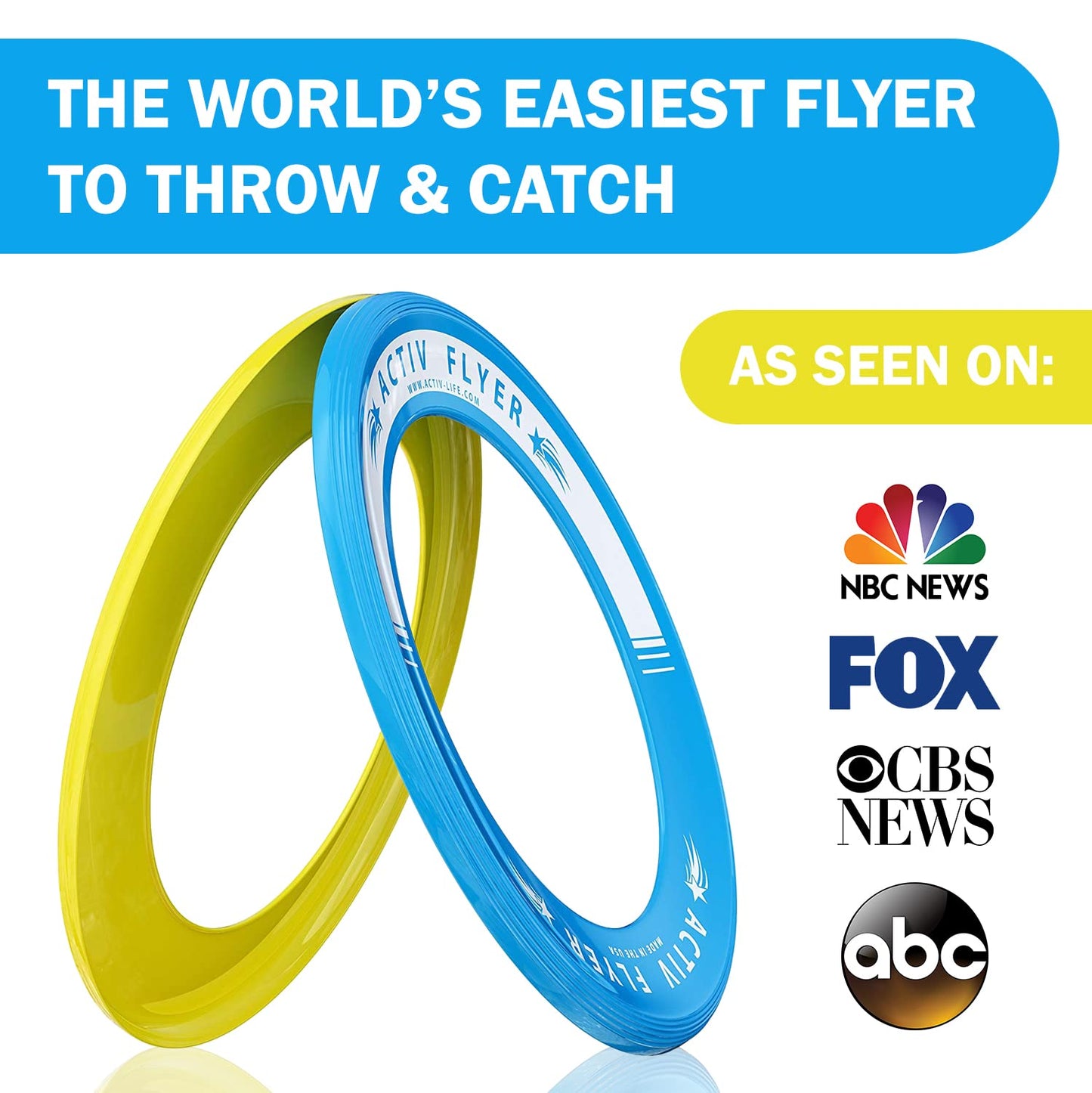 Activ Life The Active Flyer Flying Disc: Aerodynamic Frisbee Rings, Outdoor Toys & Summer Fun Beach Toys for Kids, Boys or Girls of all Ages, The Perfect Outdoor Toy Gift, 2pack, Cyan/Yellow