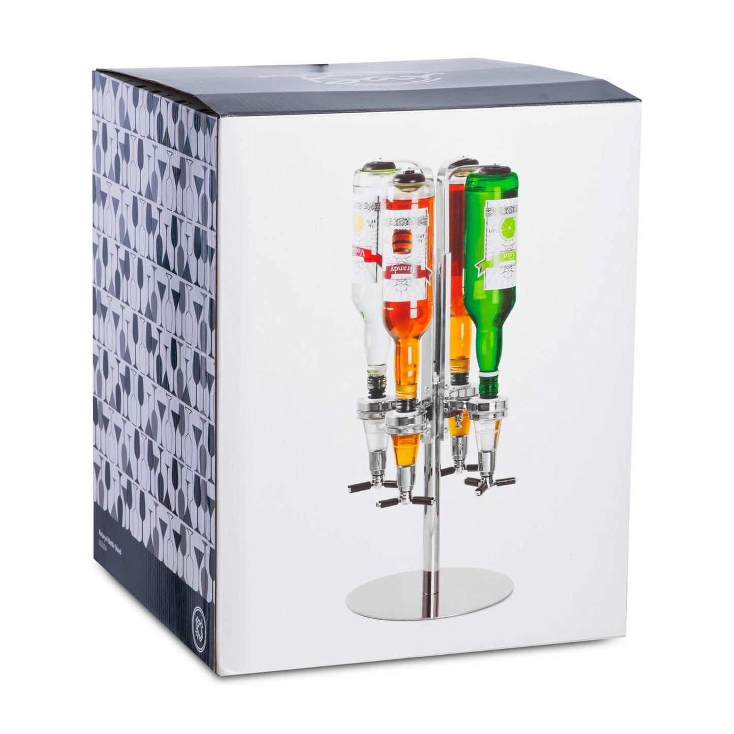 bar@drinkstuff Rotary 4 Bottle Stand Rotating Drinks Dispenser, Optics Dispenser for Spirits