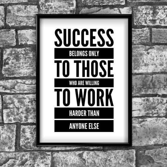 - Stukk Success | Work Hard | Achieve | Positive Motivational Quote Poster Wall Art -