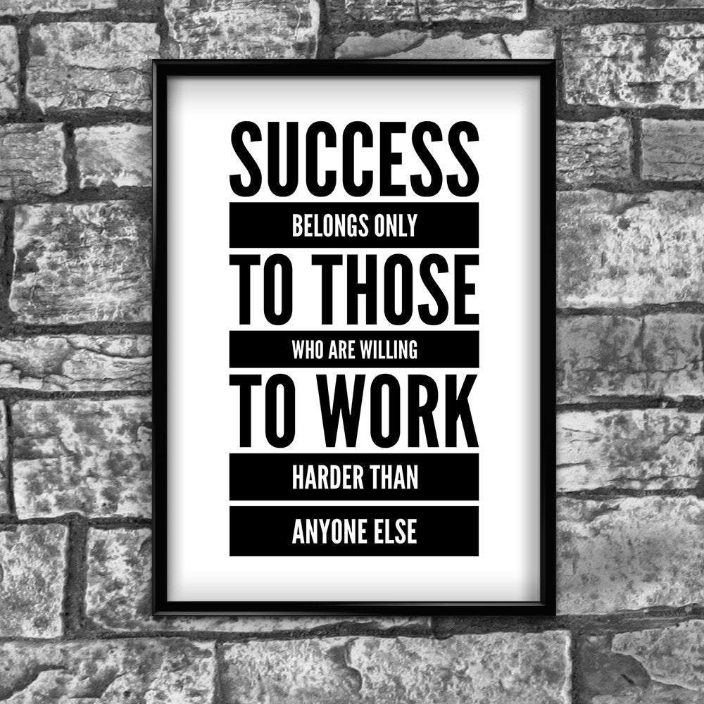 - Stukk Success | Work Hard | Achieve | Positive Motivational Quote Poster Wall Art -