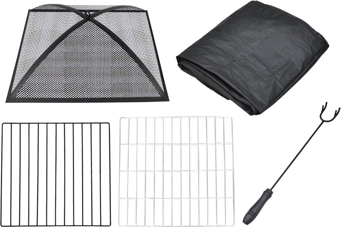 Centurion Supports KOJIN Multi-Functional Elegant Black Square Outdoor Garden & Patio Luxury Heater Fire Pit Brazier