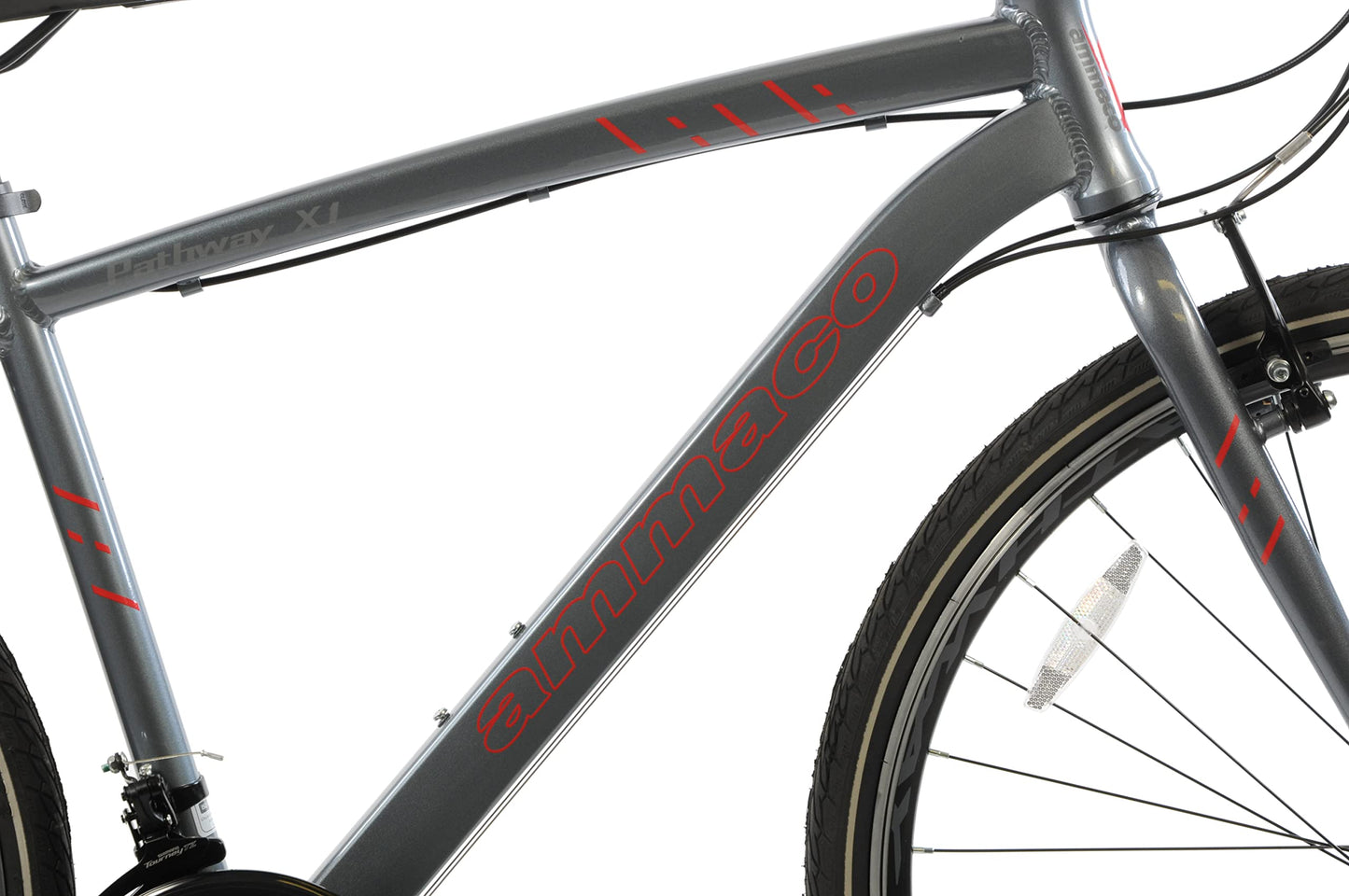 Ammaco Pathway X1 700c Hybrid Trekking Sports Commuter Urban Mens Bike 17" Frame Lightweight Grey 21 Speed