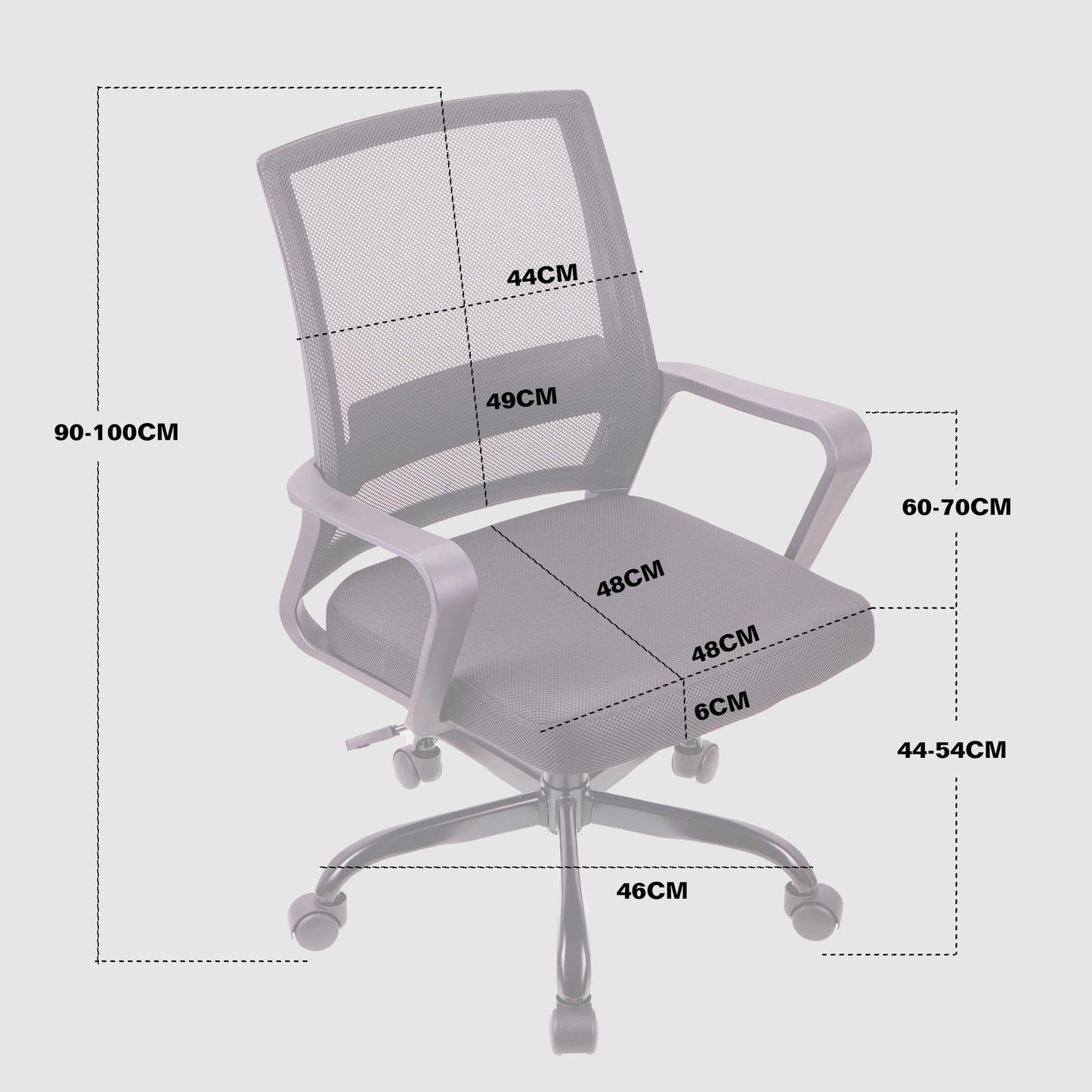 - T-THREE | Adjustable Office Chair | Ergonomic Mesh Swivel Chair | Lumbar Support | Seat for Home Office | Black -