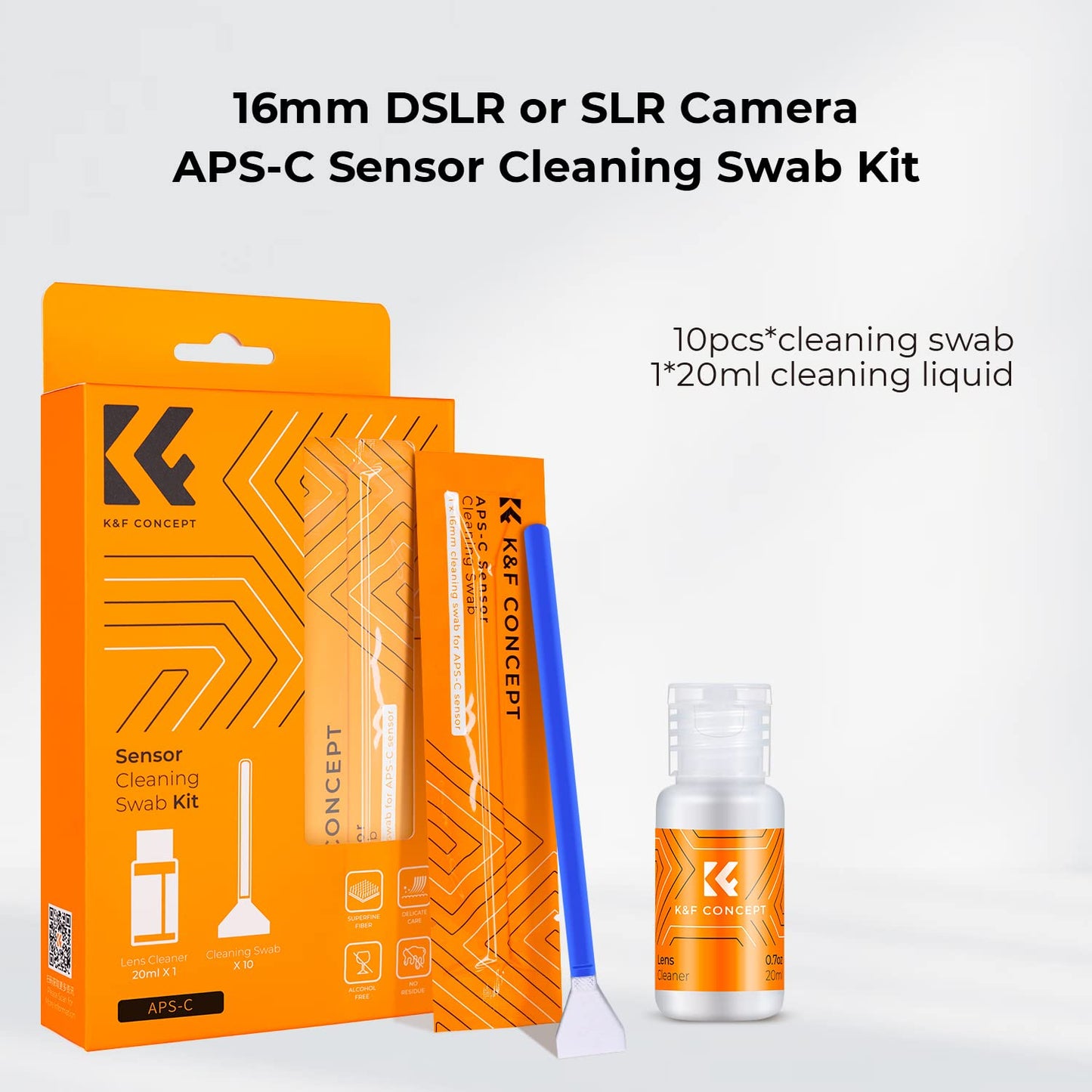 - K&F Concept 24mm Full Frame Sensor Cleaning Swab*10 | 20ml Sensor Cleaner -