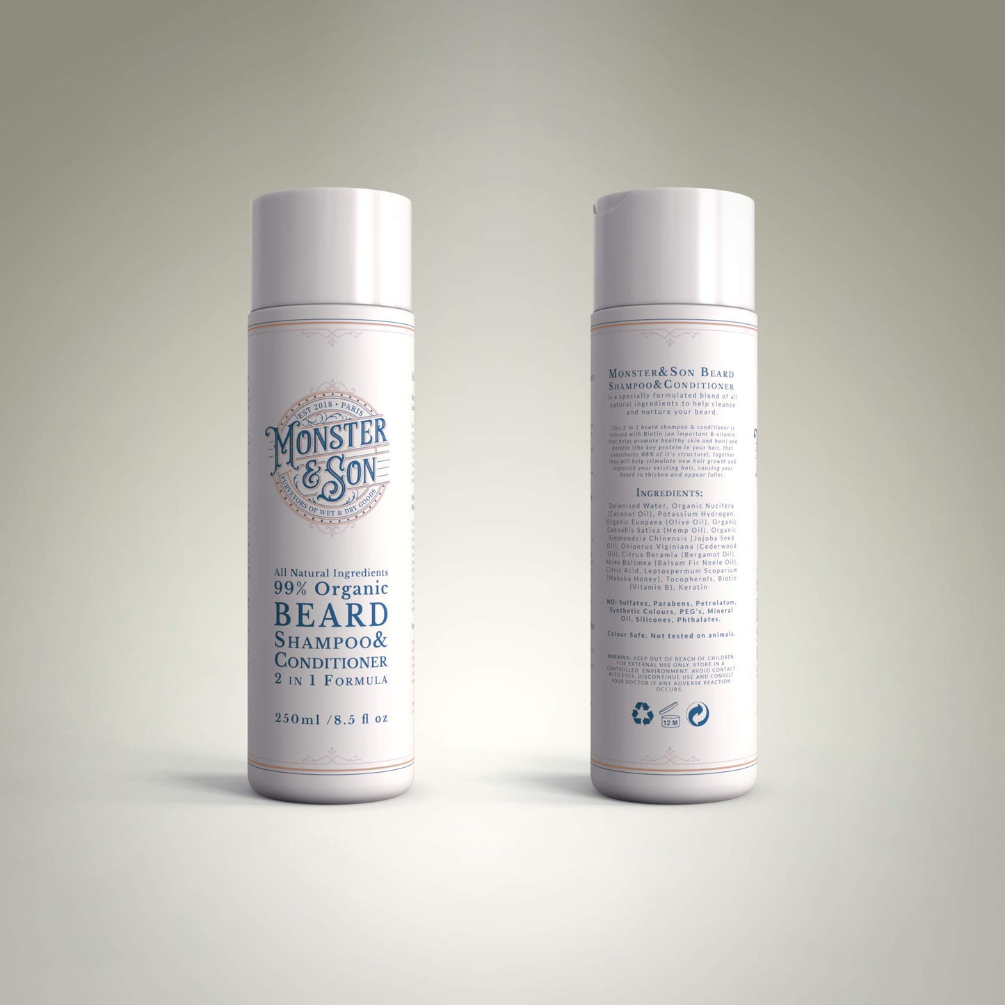 - Monster&Son Organic Beard Shampoo & Conditioner 2 in 1  | Beard Wash with Conditioning For Men -