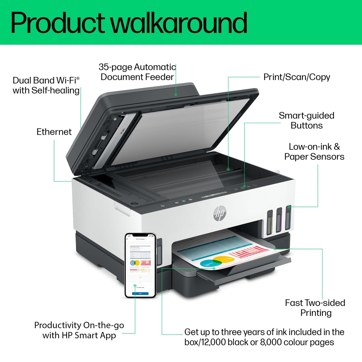 - HP 28B75A Smart Tank 7305 Wireless All-in-One Printer -