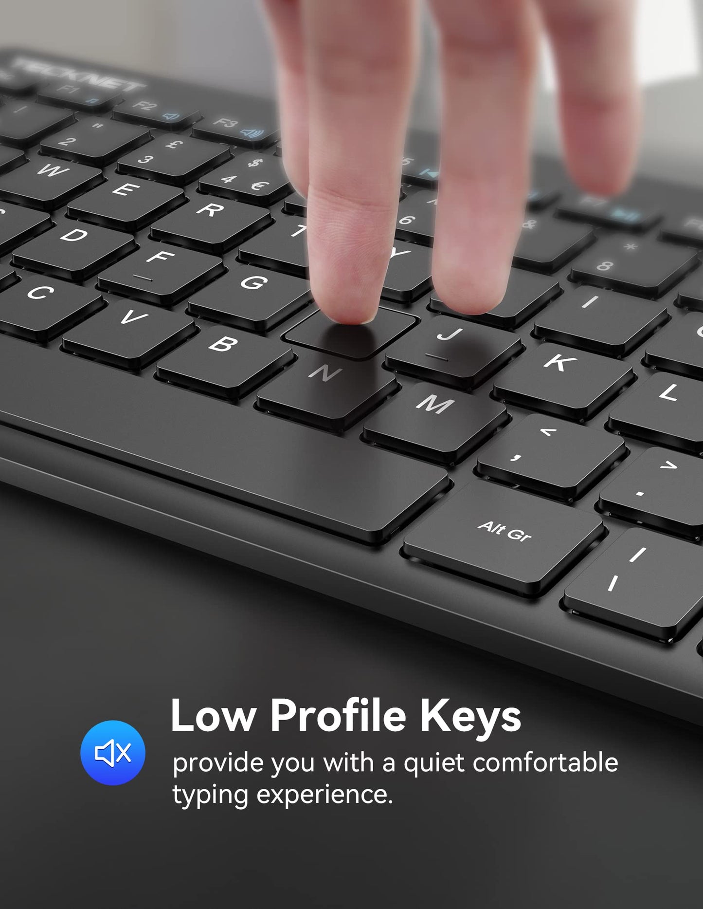 - TECKNET 2.4G Wireless Keyboard |Windows/Chrome OS | UK Layout Compact -