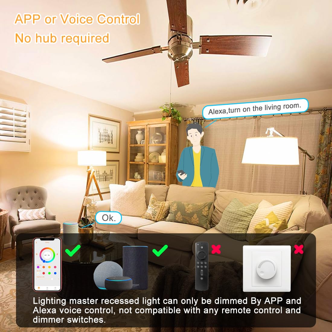 - Lighting master Alexa Light Bulbs 12W | Bluetooth Smart Bulb Warm White to Daylight Dimmable -