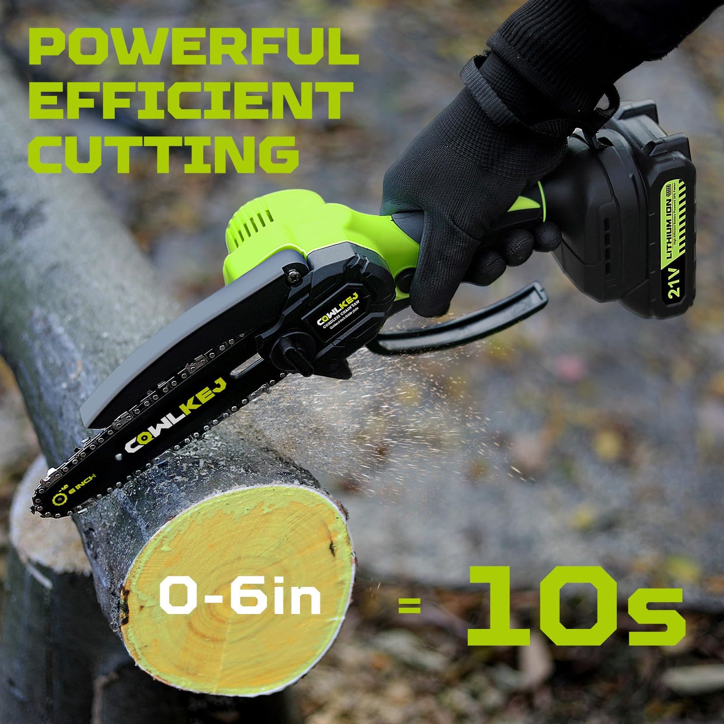 CQWLKEJ Mini Chainsaw Cordless, 6inch Electric Chainsaw Cordless with 2PCS Rechargeable Batteries, 2 Chains and Carrying Case, Portable Battery Chainsaw for Tree Branch Wood Cutting