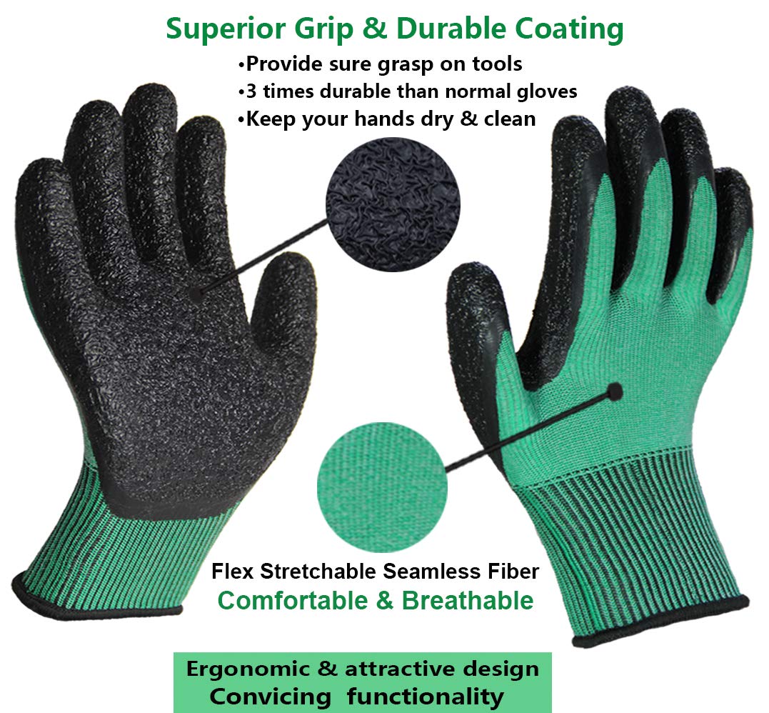- PROGANDA 3 Pairs | Colourful Superior Grip Gardening Work Gloves -