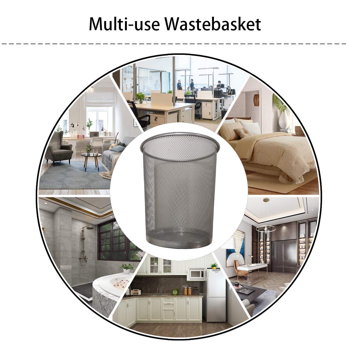 - DIVCHI Circular Mesh Wastebasket Trash Can | Waste Basket Garbage Can Bin -