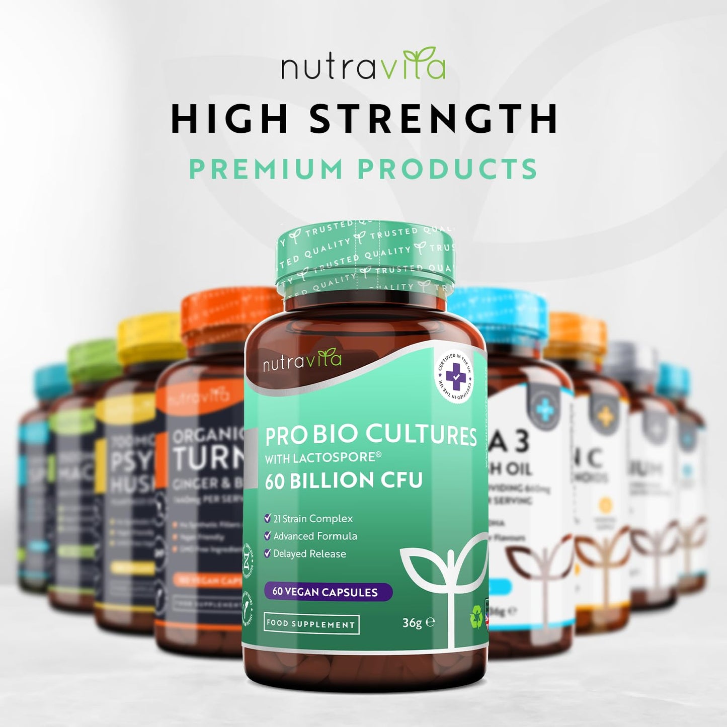 60 Billion CFU Probiotic Cultures - Scientifically Backed Lactospore® for Good Gut Flora - Enteric Coating to Ensure Probiotics are Delivered Directly to The Gut - Made in The UK