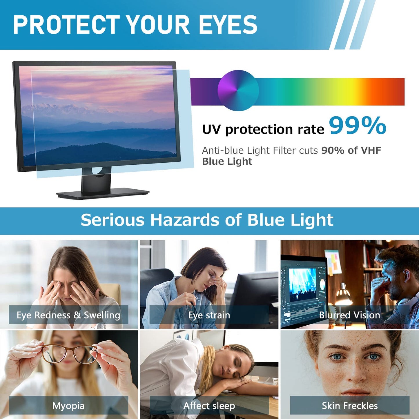 - Lively Life 27 inch Blue Light Computer Screen Protector | Blue Light Blocking Filter -