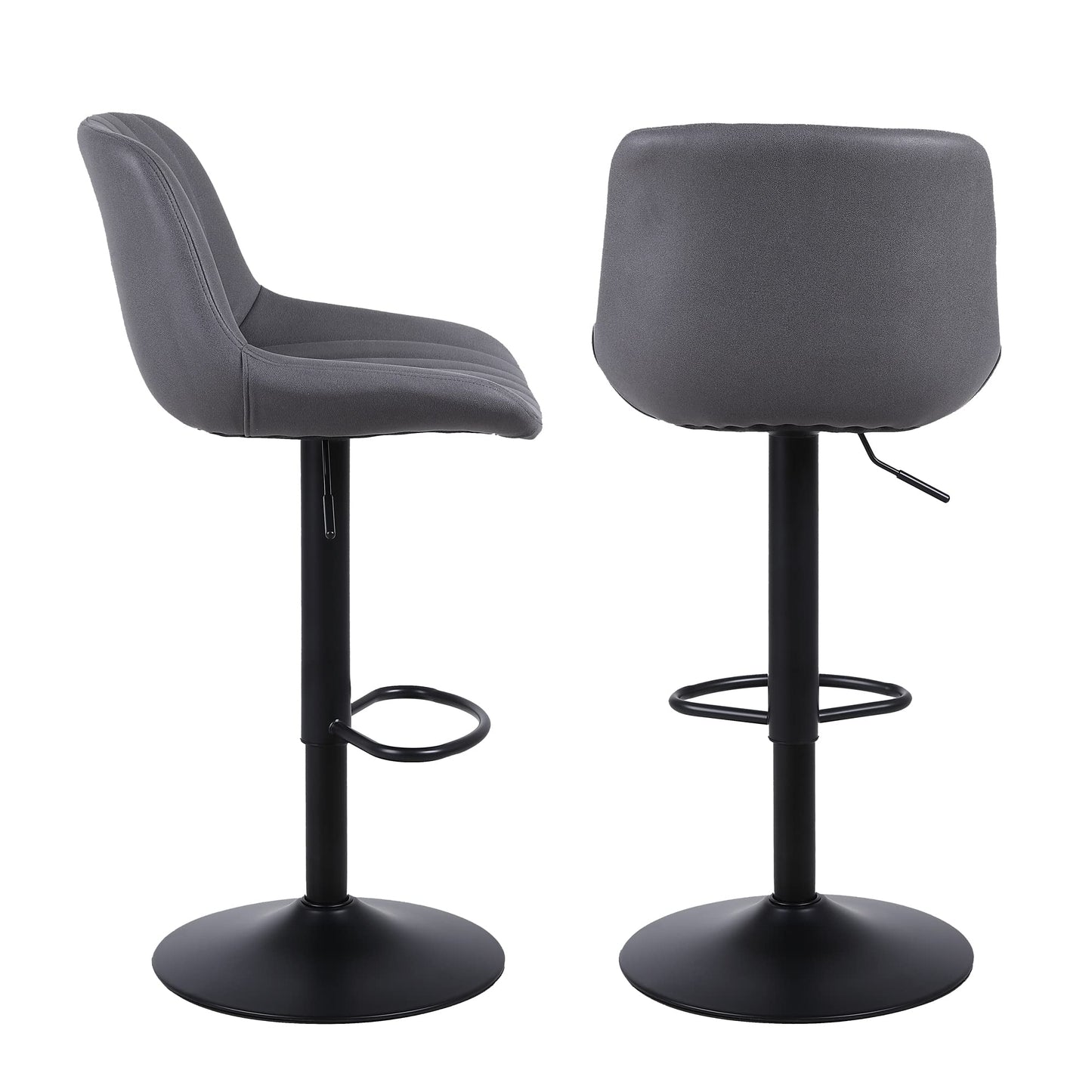 - Youhauchair Bar Stools Set of 2, Swivel Counter Height Barstools with Back, Adjustable PU Leather Bar Stool, Modern Kitchen Breakfast Bar Stools, Dark Grey