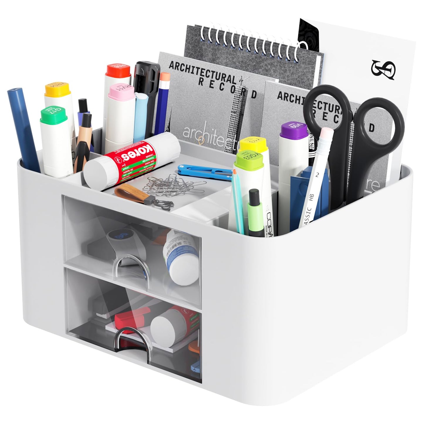 - Senders Desk Organiser | 2 Drawers | Desk Tidy Organiser | Pen Holder -