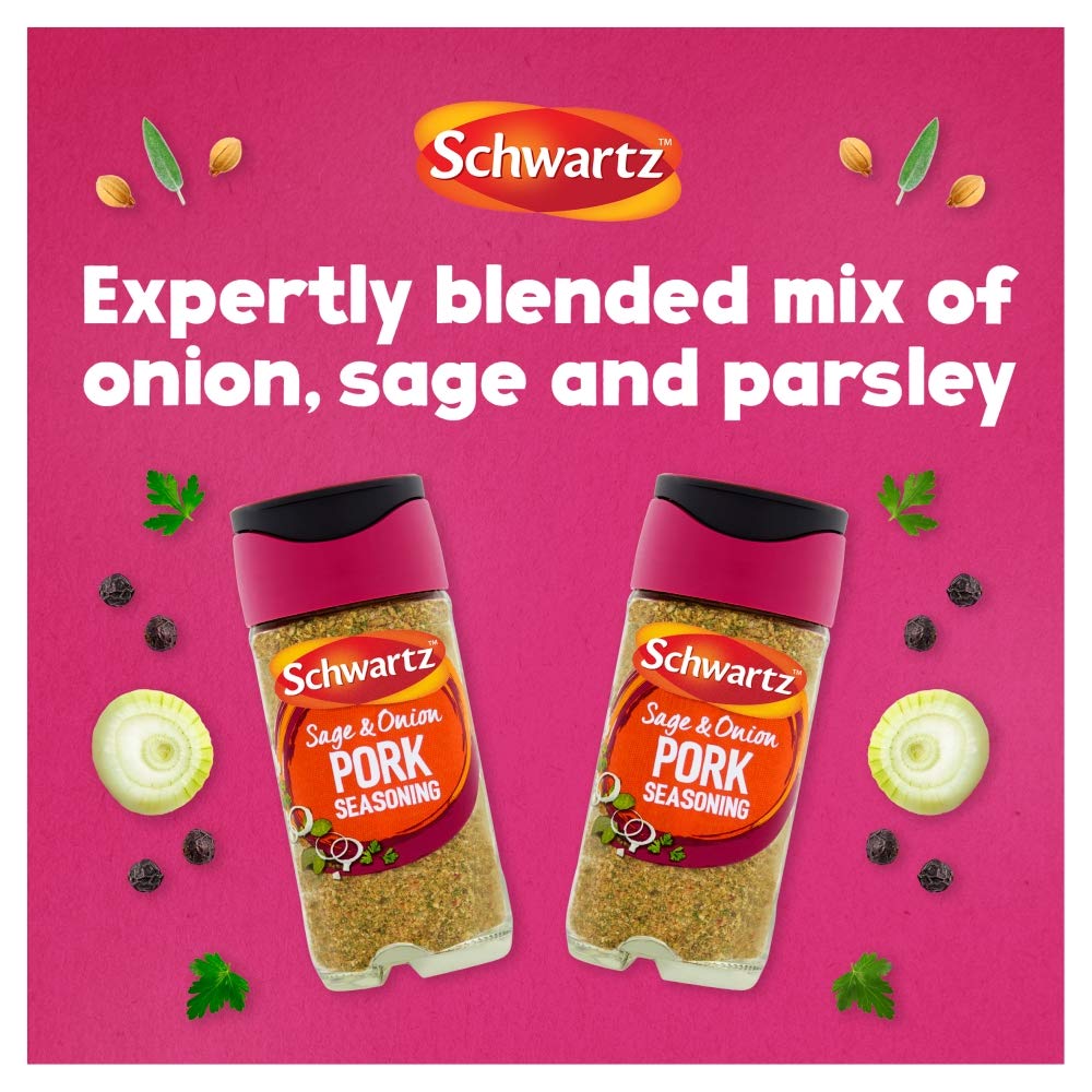 - Schwartz Sage & Onion Pork Seasoning 34 G | Jar | Pack of 6 | Full of Flavour | Expertly Blended with Onion, Sage & Parsley -