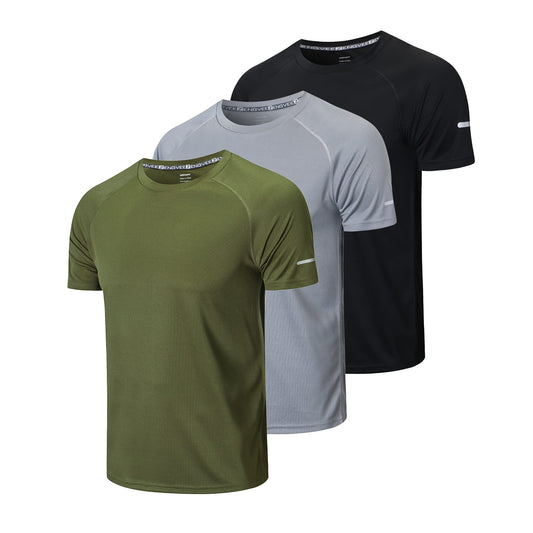 - HUAKANG 3Pack Sport Shirts For Men | Short Sleeve Dry Fit T-Shirt Running Tops For Men -
