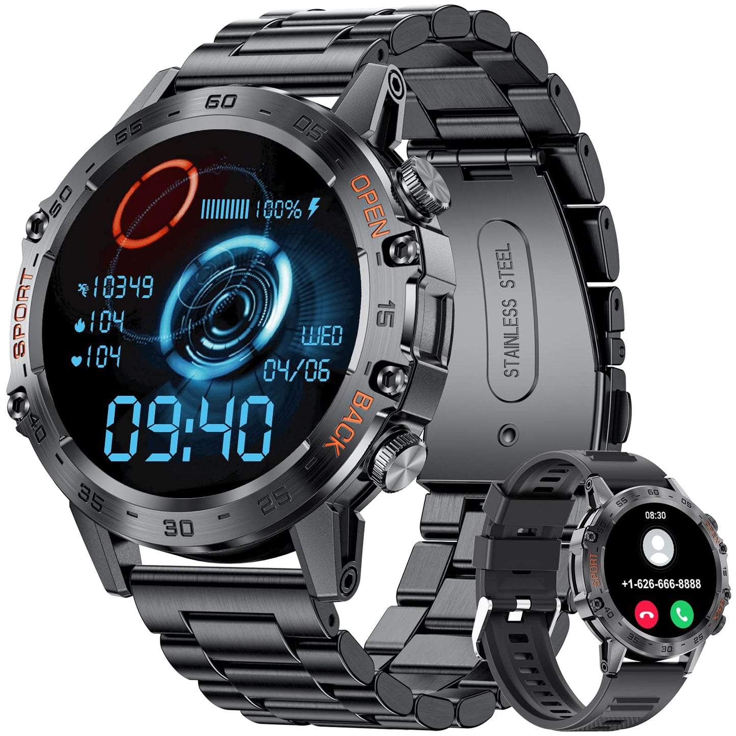 - Military Smart Watch for Men 2023 | Bluetooth Voice Call Compatible Android iOS Phone -