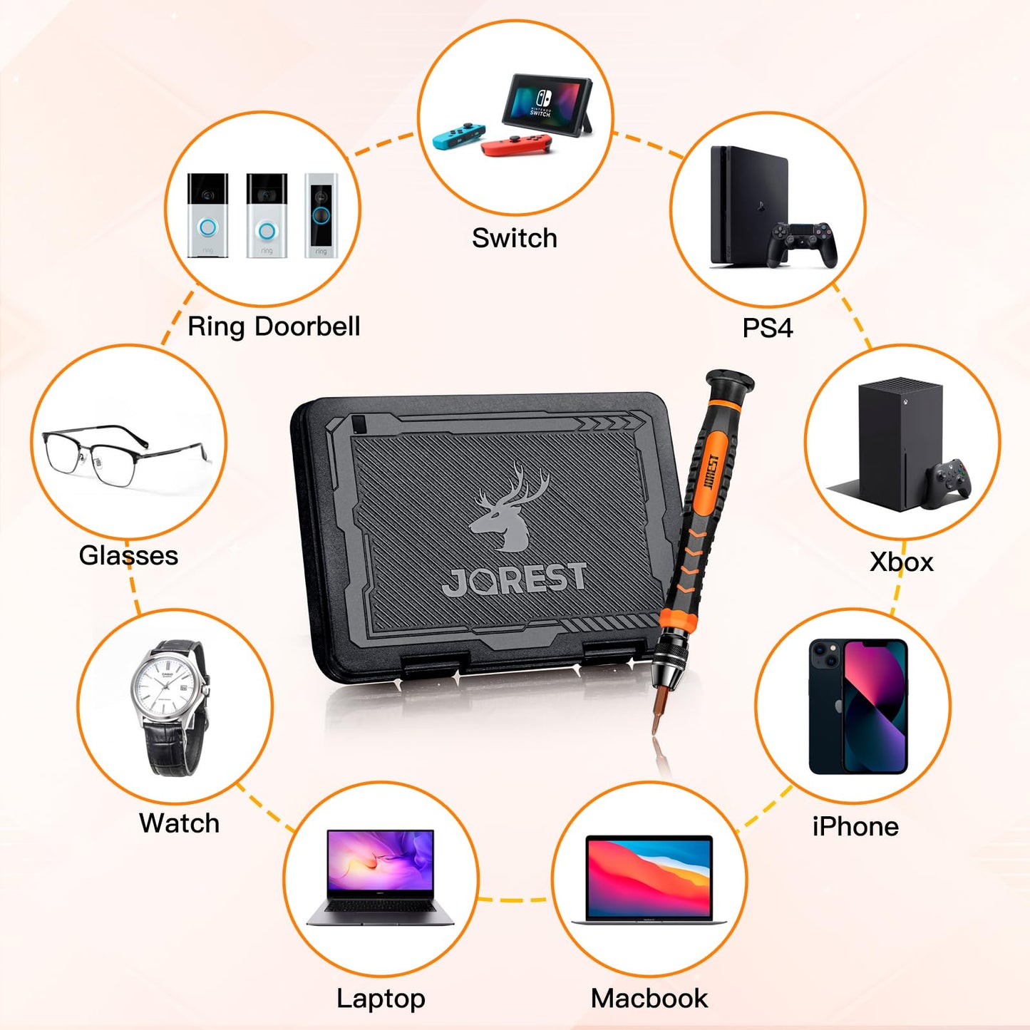 - JOREST 38Pcs Precision Screwdriver Set | Tool Kit With Security Torx T5 T6 T8 T9 -