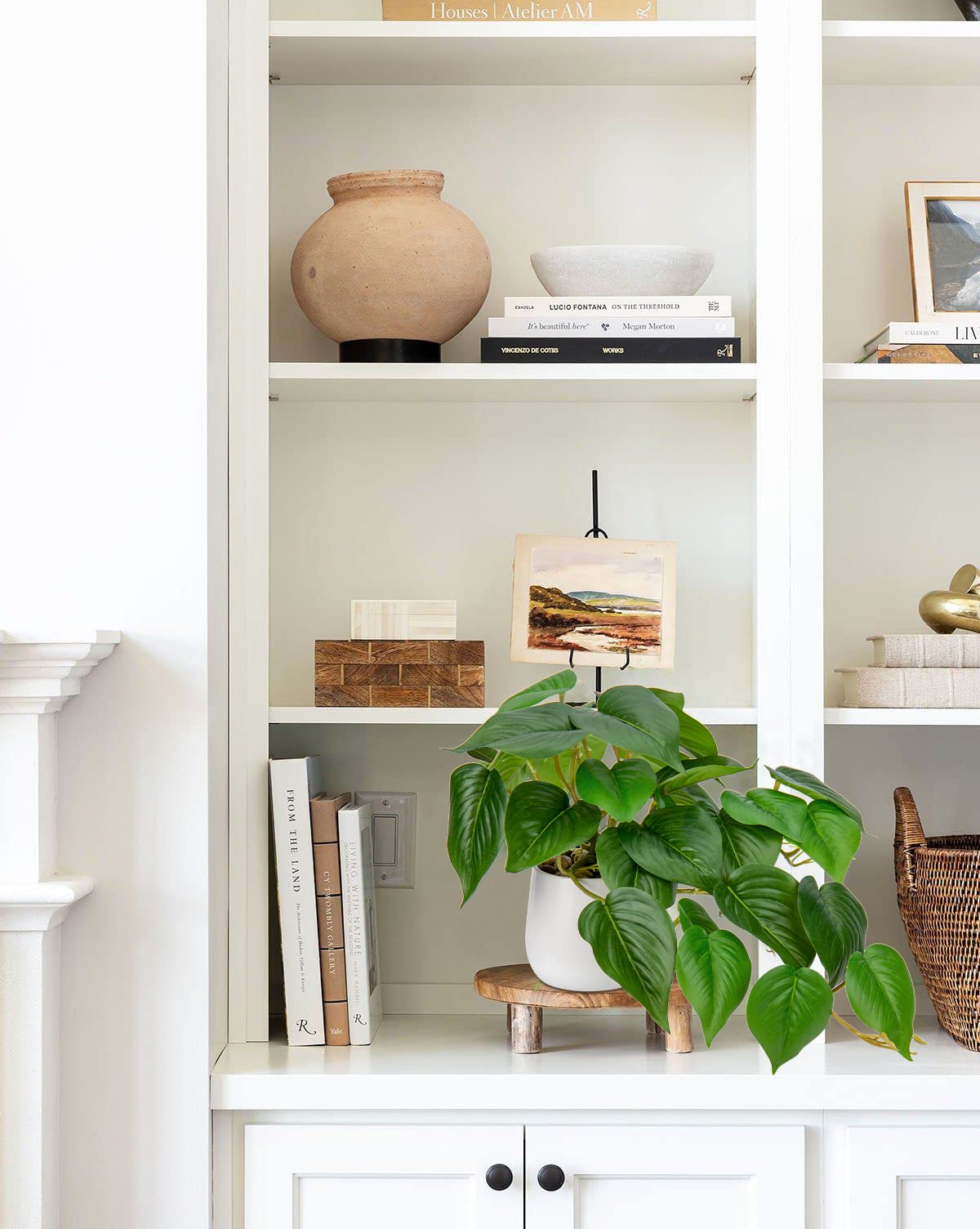 - Hollyone Artificial Plant | Fake Jade Pothos | Decorative Faux Potted Plant -