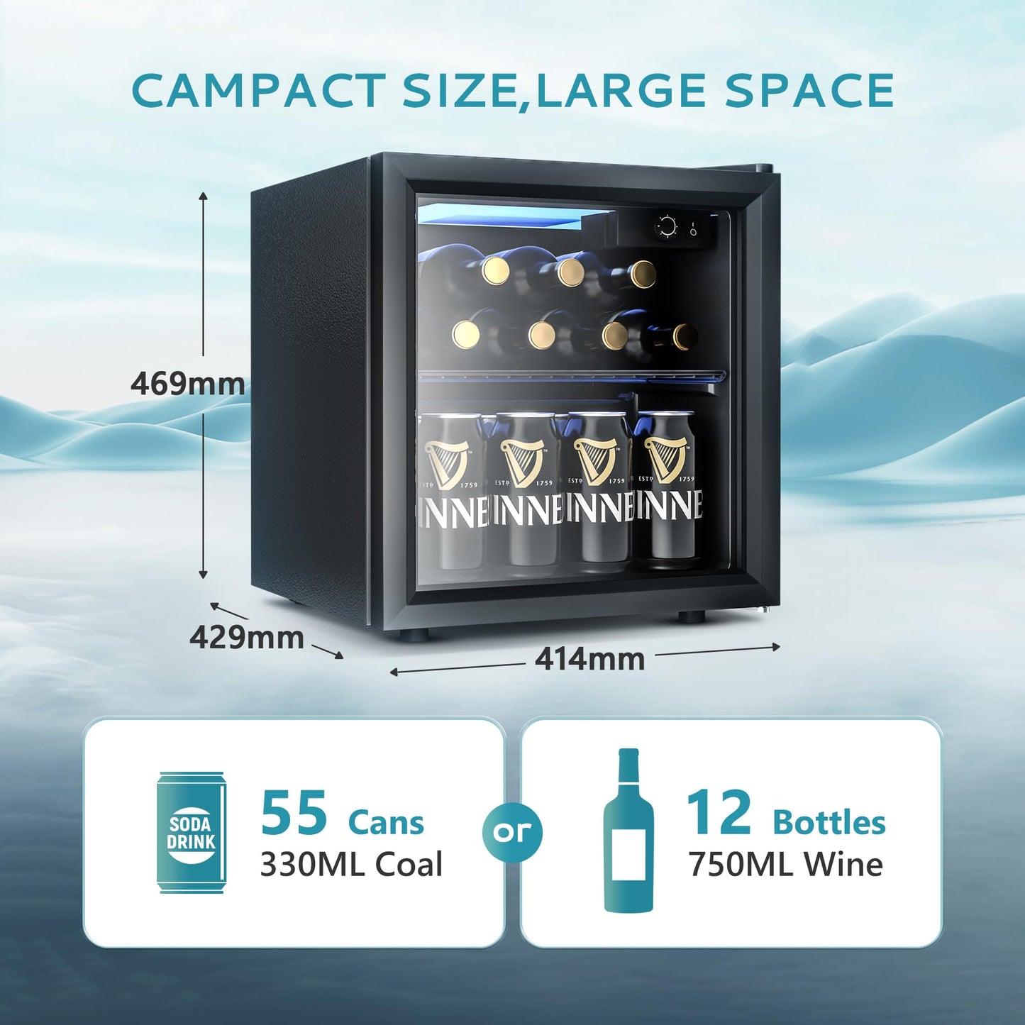 - EUHOMY Beverage Refrigerators with Glass Door | Beverage Fridge Cooler | 55 Can Drink Fridge | Wine Bottle Fridge -