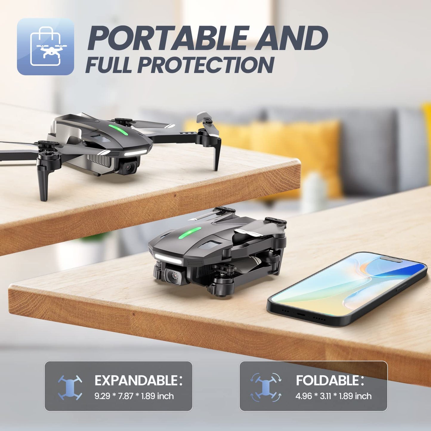 DEERC D70 Mini Drone for Kids Adults with Camera, 720P HD FPV Foldable RC Quadcopter for Boys Girls with Headless Mode, Tap Fly, 360° Flips, Voice and Gesture Control, 2 Modular Batteries