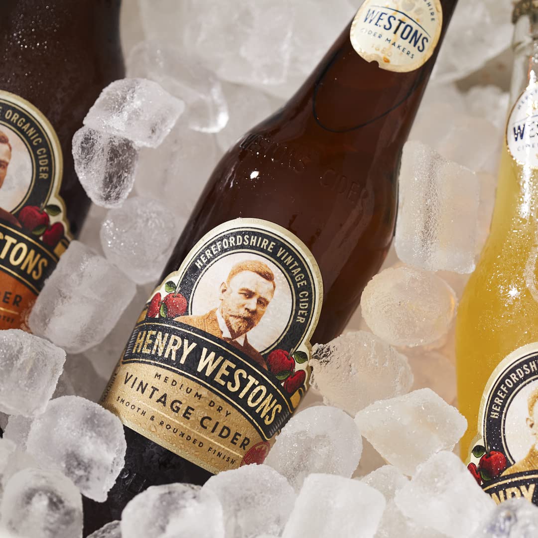 - Henry Westons Vintage Glass Bottles | 8.2% ABV 12 x 500ml Multipack | Refreshing Medium Dry Sparkling Cider | Slowly Matured in Oak Vats for a Smooth & Rounded Flavour -