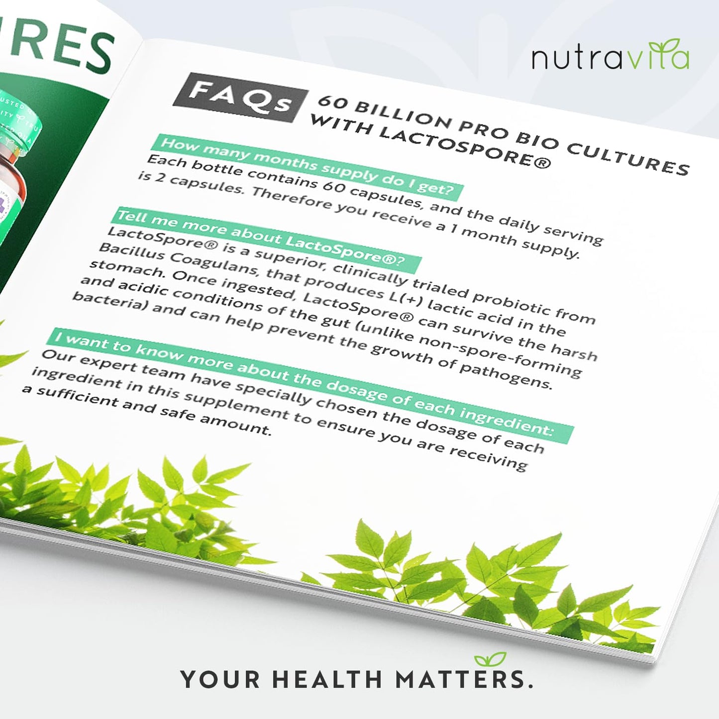 60 Billion CFU Probiotic Cultures - Scientifically Backed Lactospore® for Good Gut Flora - Enteric Coating to Ensure Probiotics are Delivered Directly to The Gut - Made in The UK