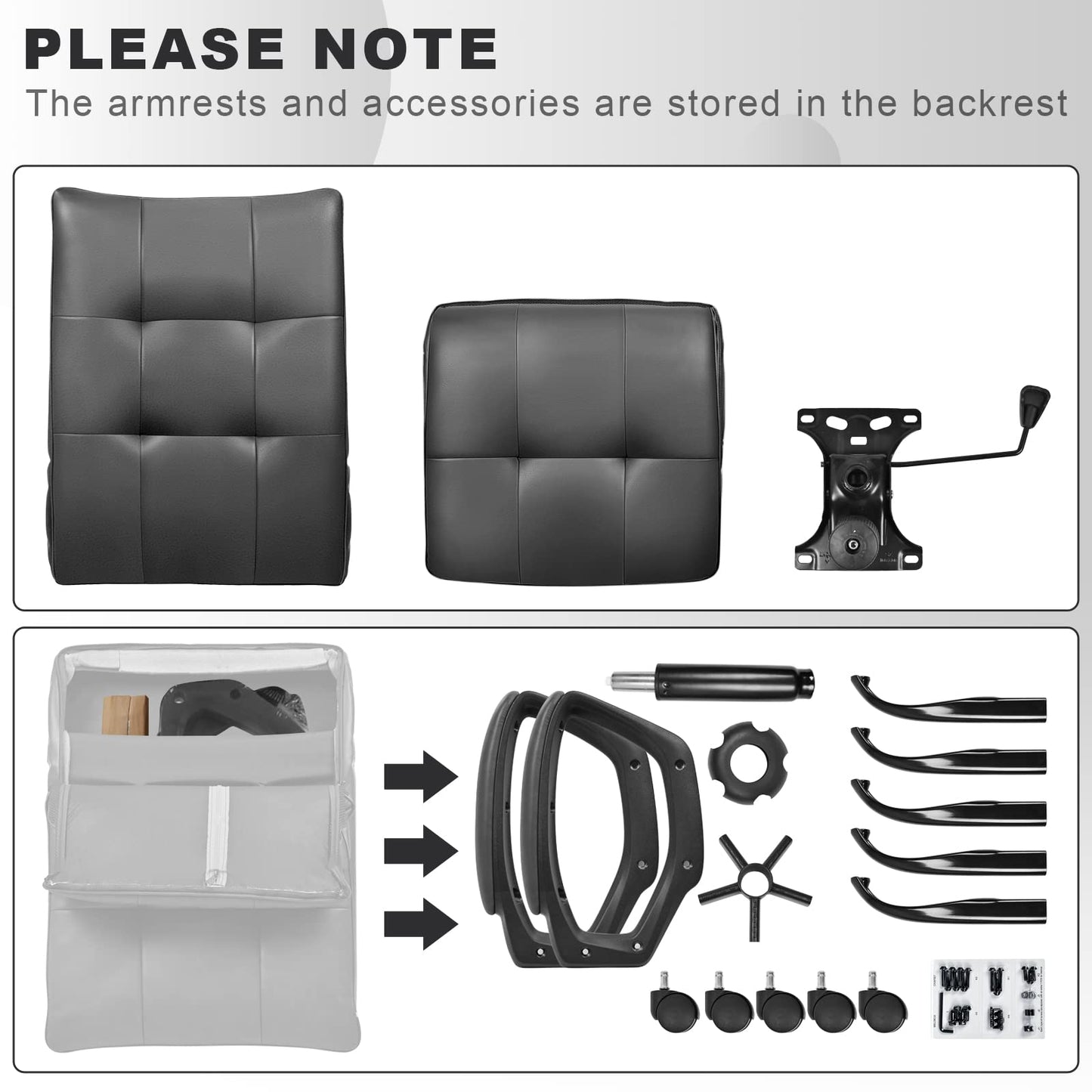 BASETBL Office Chair for Home, Recline Extra Padded Comfy Desk Chair, Ergonomic Executive Computer Chair, Skin-friendly PU Leather Waterproof and Stain-Resistant Work Chair Widen and Enlarge (Black)